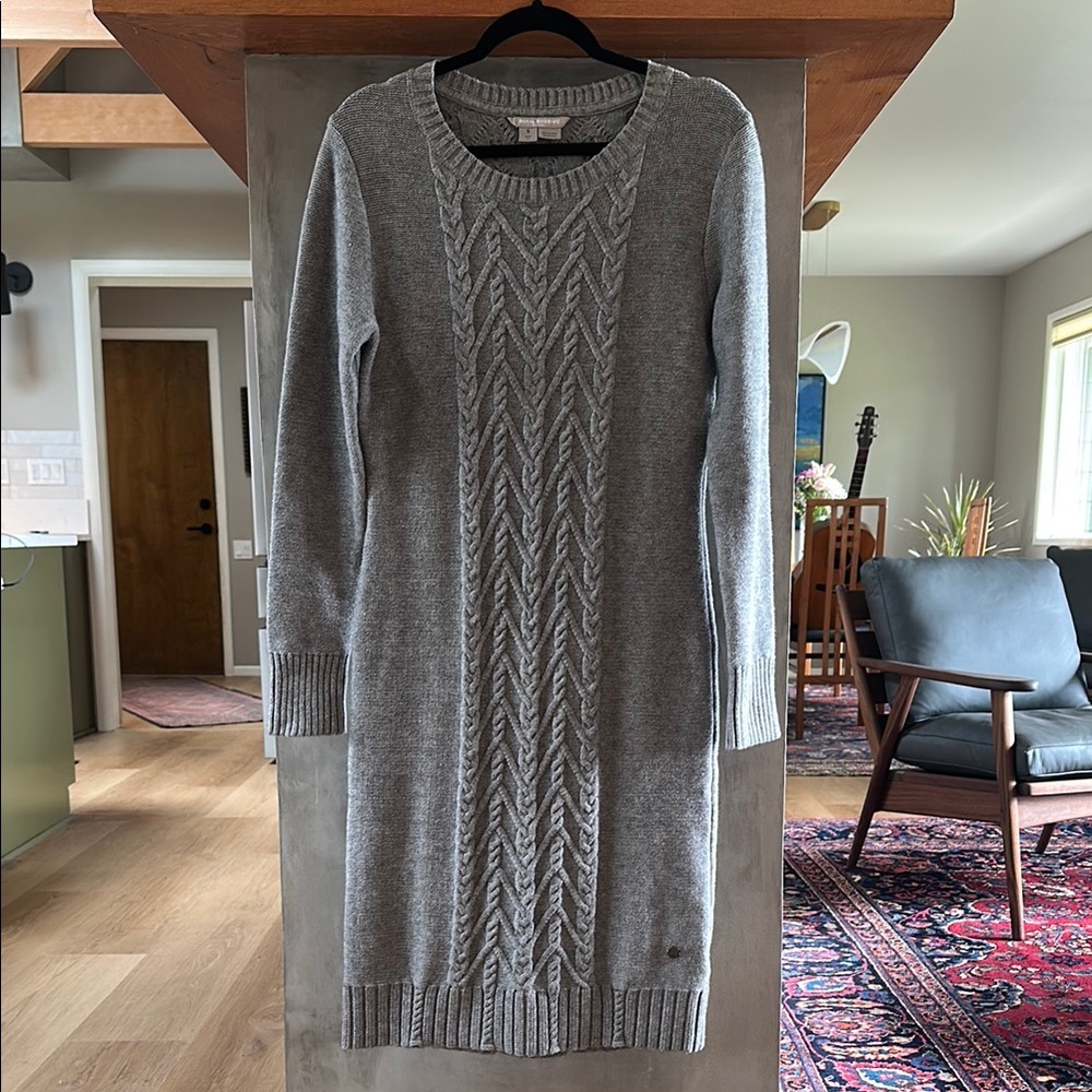 Gray Cable Knit Sweater Dress